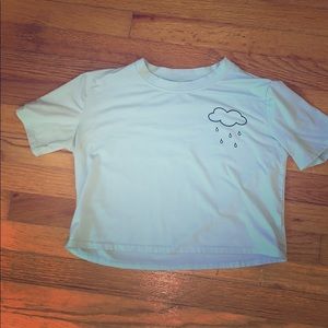 A blue cloud crop top.